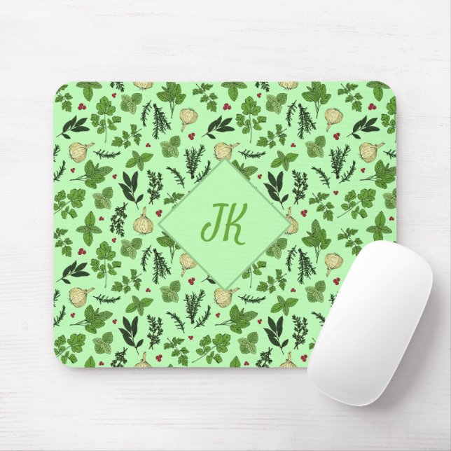 Tapis De Souris Illustrations d'herbe de jardin culinaire vert à l (Avec souris)