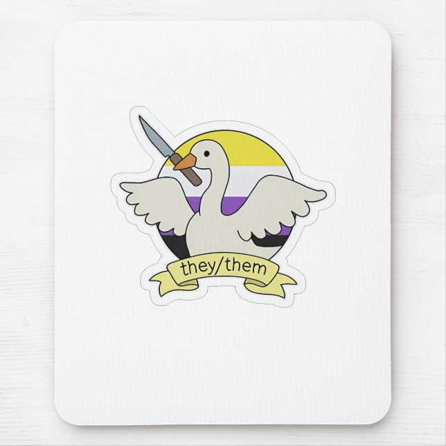 Tapis De Souris Ils Goose Non binaire LGBT Pride Mois (Devant)