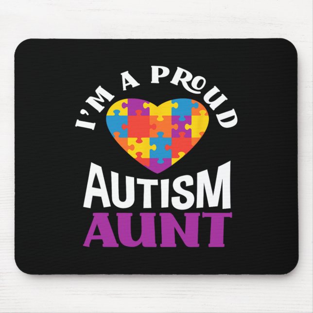 Tapis De Souris I'm A Proud Autism Aunt Puzzle Heart Autism Awaren (Devant)