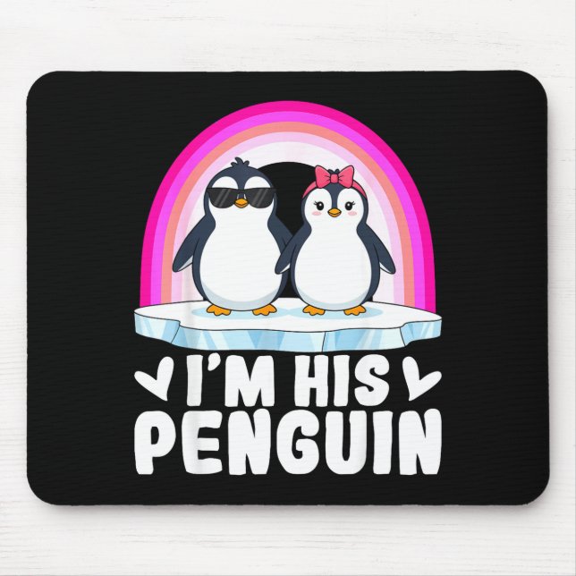 Tapis De Souris I'm Her Penguin Matching Couple Valentine Love Hea (Devant)