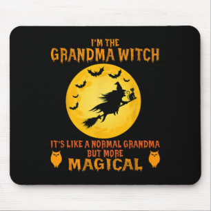 Tapis De Souris Im La sorcière grand-mère Halloween Magique Broom
