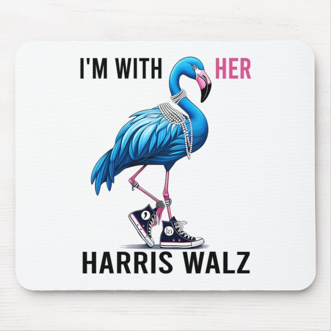 Tapis De Souris I'm With Her Harris W Flamant rose Vote Blue (Devant)