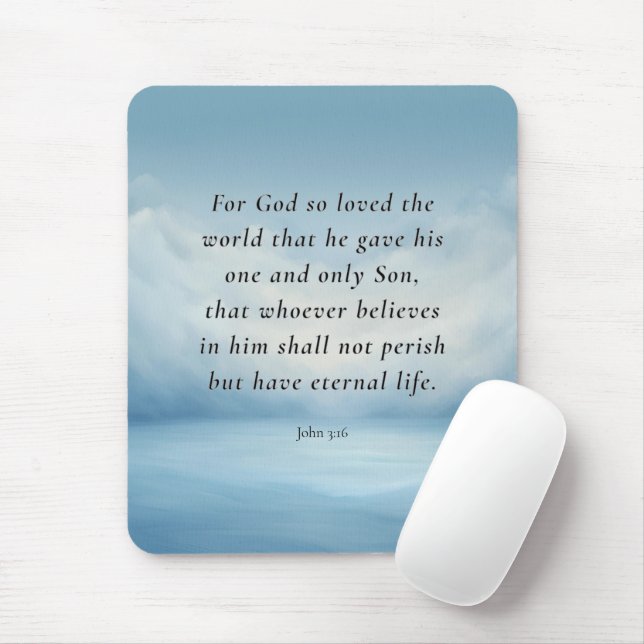 Tapis De Souris Image du verset biblique Jean 3:16 (Avec souris)