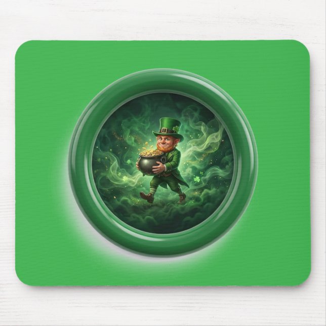 Tapis De Souris Image Fantastique Lutins Portant un Pot d'Or (Devant)