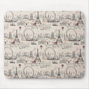 Tapis De Souris Images d'Europe noires et blanches vintages