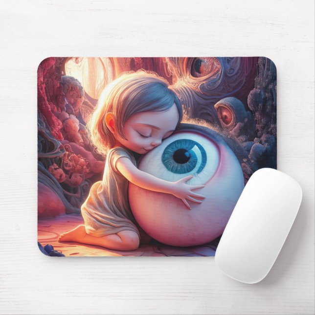 Tapis De Souris Imaginaire Fille Accrocher Un Eyeball (Avec souris)