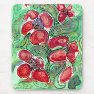 Tapis De Souris Imaginaire Fleurs rouges