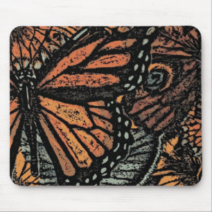 Tapis De Souris Imaginaire papillon orange art abstrait