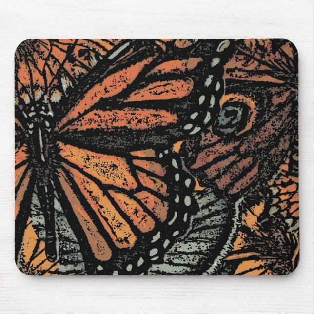 Tapis De Souris Imaginaire papillon orange art abstrait (Devant)