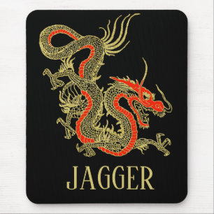 Tapis De Souris Imaginaire rouge noir Dragon chinois