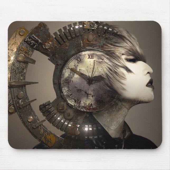 Tapis De Souris Imaginaire Steampunk Punk Visage métal Cogwheel fe (Devant)