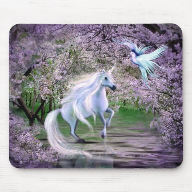 Tapis De Souris Imaginaire Unicorne de printemps (Devant)