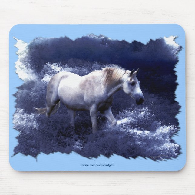 Tapis De Souris Imaginaire White Horse & Ocean Surf Cadeaux (Devant)