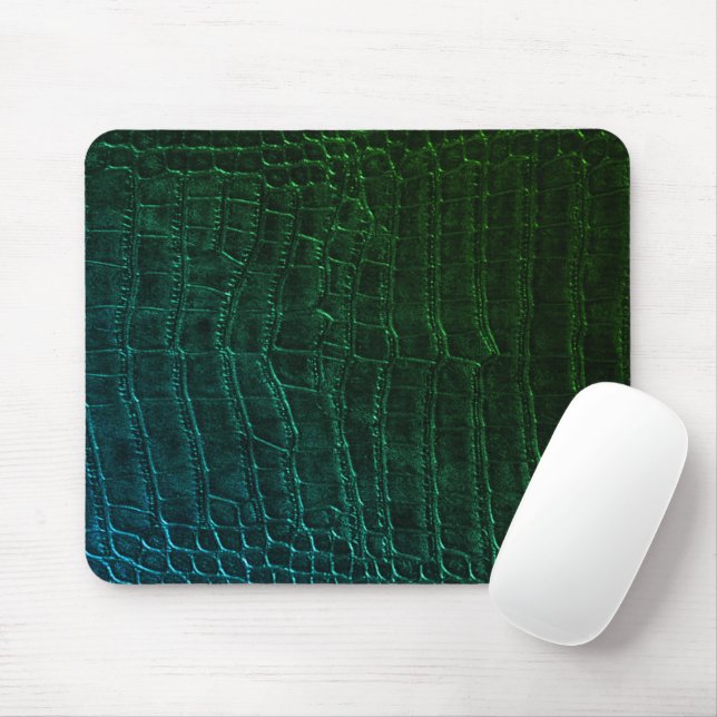 Tapis De Souris Imitation cuir crocodile alligator vert (Avec souris)