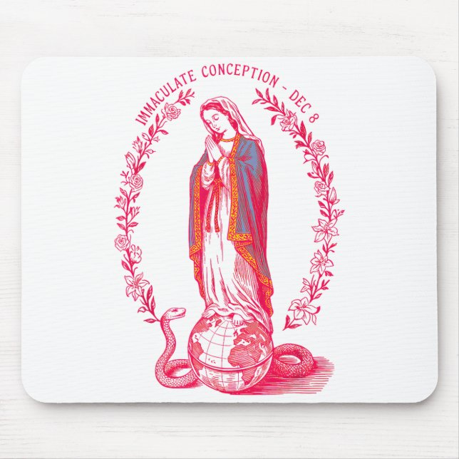 Tapis De Souris Immaculée Conception 8 déc Vierge Marie Catholique (Devant)