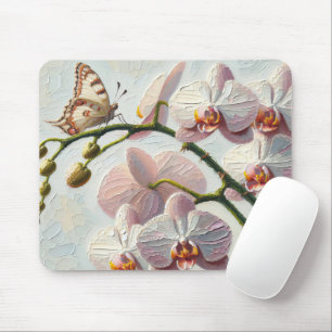 Tapis De Souris Impasto Peindre papillon et orchidées