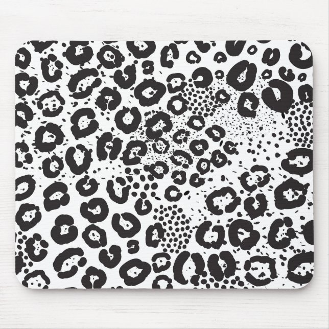 Tapis De Souris Impression animal noir blanc léopard des neiges gu (Devant)