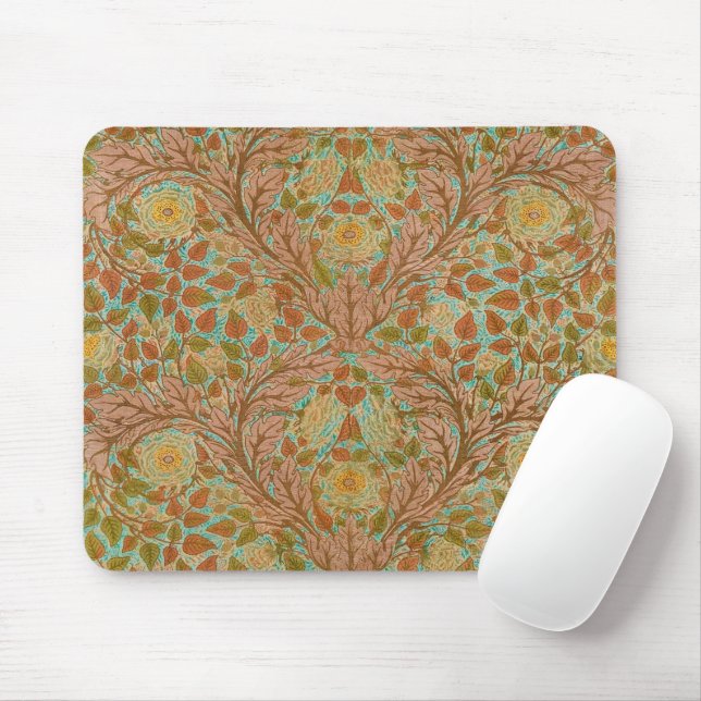 Tapis De Souris Impression botanique victorienne de rose et feuill (Avec souris)