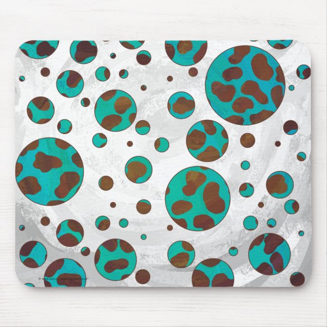 Tapis De Souris Impression Brown et Turquoise dalmate (Devant)