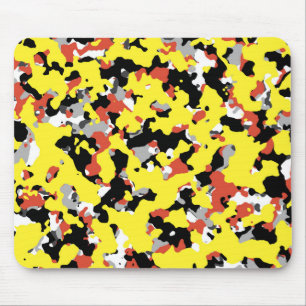 Tapis De Souris Impression camouflage jaune rouge noir gris