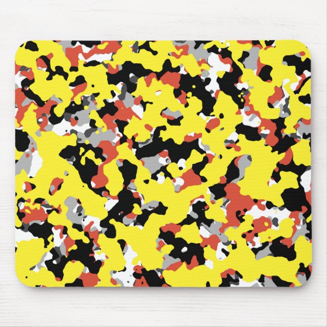Tapis De Souris Impression camouflage jaune rouge noir gris (Devant)