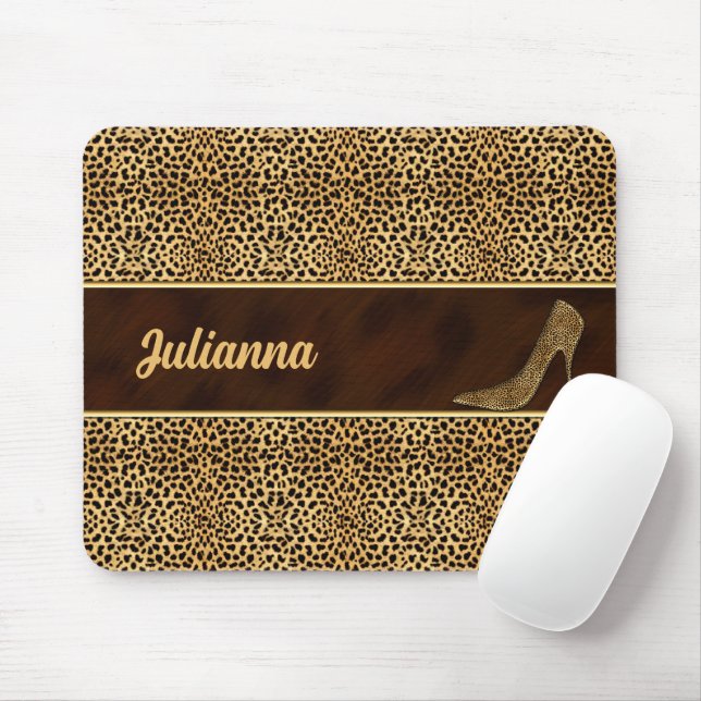 Tapis De Souris Impression Cheetah avec talon Stiletto (Avec souris)