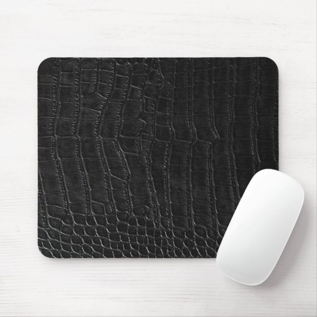Tapis De Souris Impression cuir de crocodile faux noir (Avec souris)