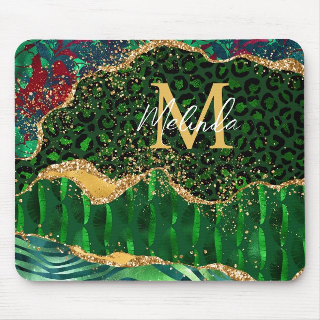 Tapis De Souris Impression d'animal de safari vert Agate (Devant)