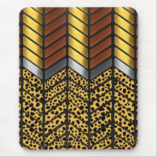 Tapis De Souris Impression d'animal guépard chevron zigzag moderne