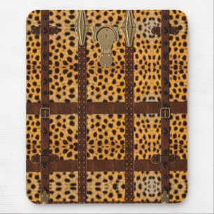 Tapis De Souris Impression d'animal tribal en cuir vintage guépard
