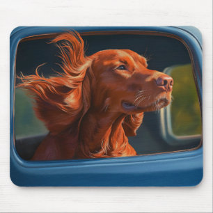 Tapis De Souris Impression d'art Chien Rouge Profitant d'une Prome