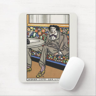 Tapis De Souris Impression d'art de l'homme de lettres du café vie