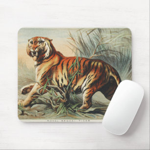 Tapis De Souris Impression d'art naturaliste vintage du tigre roya