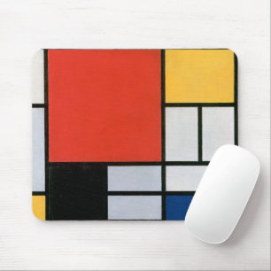Tapis De Souris Impression de composition de Piet Mondrian rouge j