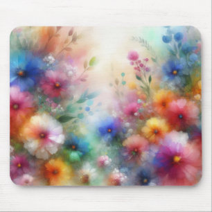 Tapis De Souris Impression de fleurs aquarelles abstraites