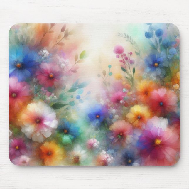 Tapis De Souris Impression de fleurs aquarelles abstraites (Devant)