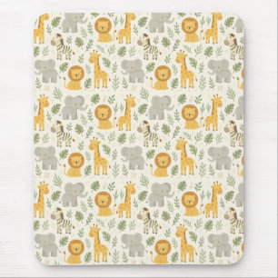 Tapis De Souris Impression de nurserie d'animaux de safari