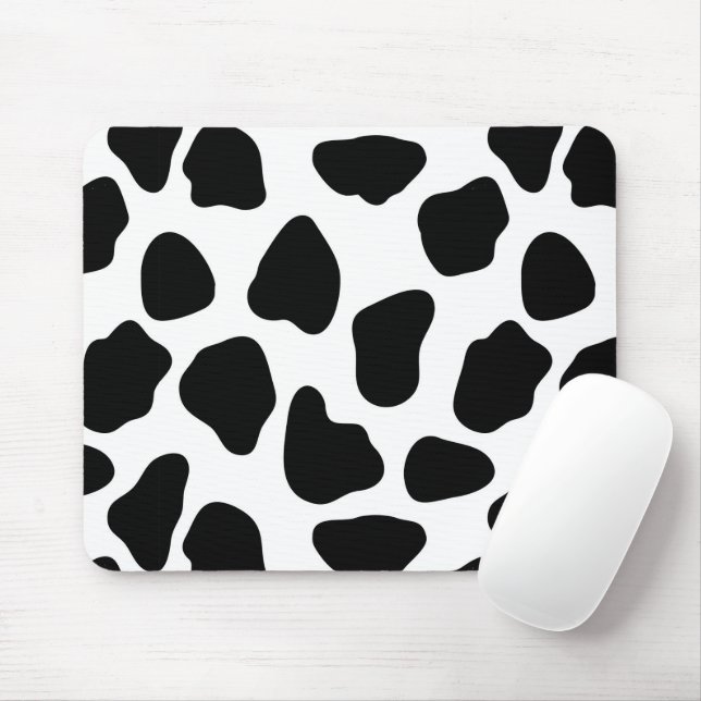 Tapis De Souris Impression de vache noire et blanche (Avec souris)