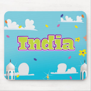 Tapis De Souris Impression de voyage en bande dessinée Inde.