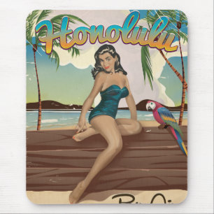 Tapis De Souris Impression de voyage vacances vintage Honolulu