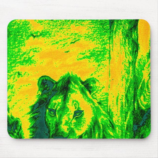 Tapis De Souris Impression Fluorante Lion Art Vision Night (Devant)