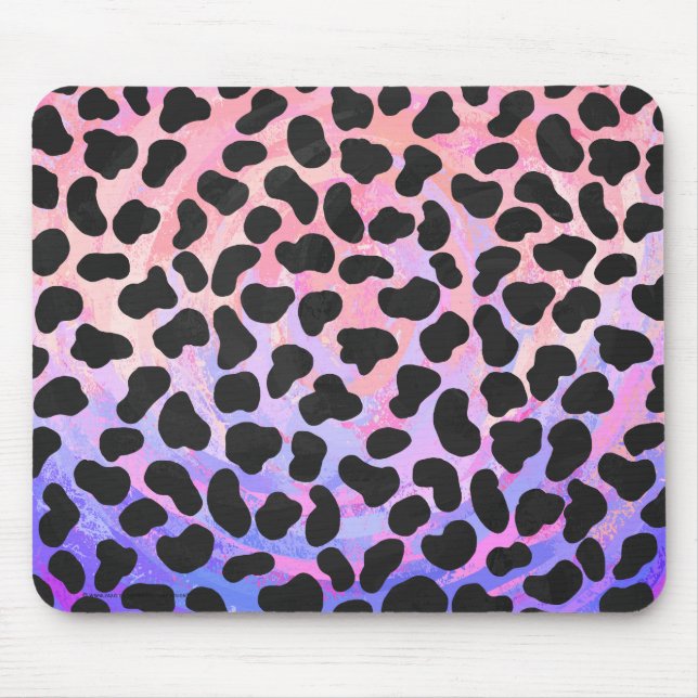 Tapis De Souris Impression noire et rose dalmate (Devant)