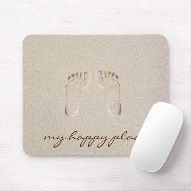 Tapis De Souris Impression pieds nus dans le sable de plage (Avec souris)