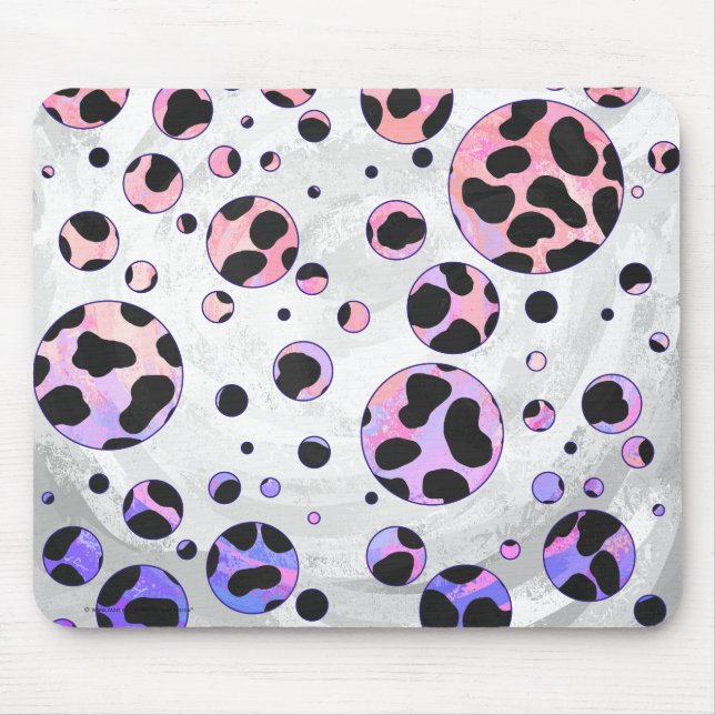 Tapis De Souris Impression pois dalmate noir et rose (Devant)