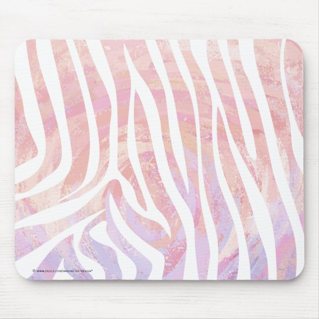 Tapis De Souris Impression rose et blanc Zebra (Devant)