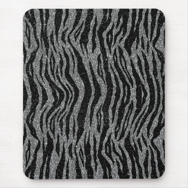 Tapis De Souris Impression Zèbre Noir et Gris Argent (Devant)
