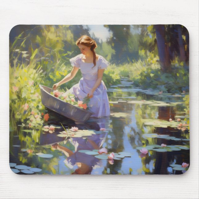 Tapis De Souris Impressionnisme de Girl River (Devant)