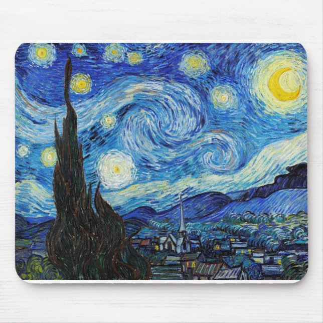 Tapis De Souris Impressionnisme Vincent Van Gogh Starry Starry Nui (Devant)