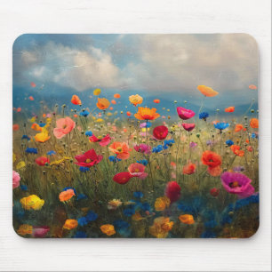 Tapis De Souris Impressionniste Fleur sauvage vibrant