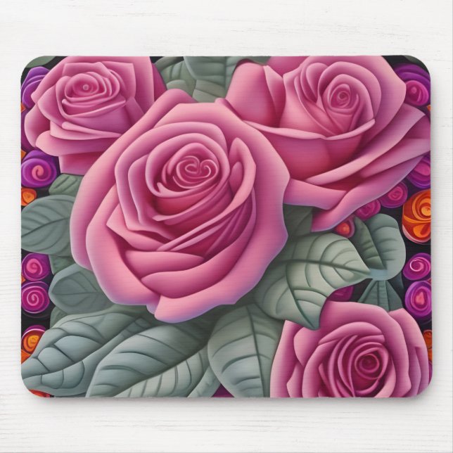 Tapis De Souris Imprimante magnifique pastel victorien rose rose (Devant)
